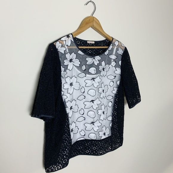 💋 CLEARNACE Penny black lace t shirt boxy blouse top. small - Picture 4 of 6